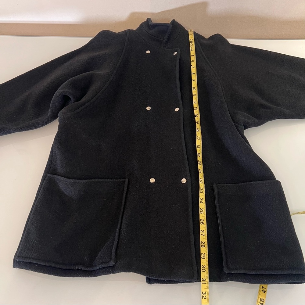 EATON | Black Double breasted snap button Vintage batwing Wool Pea Winter Coat - Picture 7 of 12